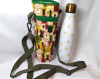 Water Bottle Carrier - Vino (olive green Strap)