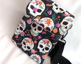 Crossbody Bag - Day of the Dead (black and purple)