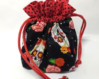 Dice & Hobby Bag - Day of the Dead Black and Red