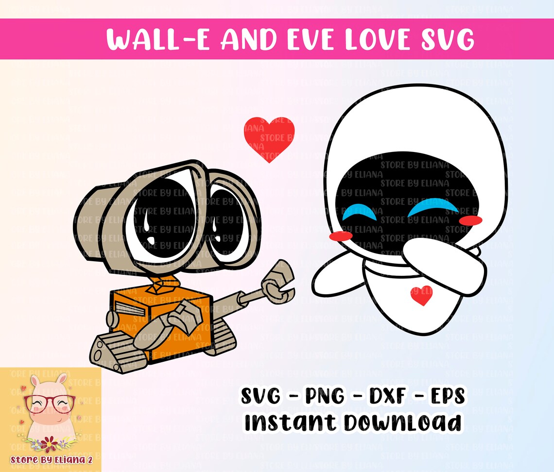 Walle y eva SVG PNG dxf eps walle and eve svg cricut Etsy