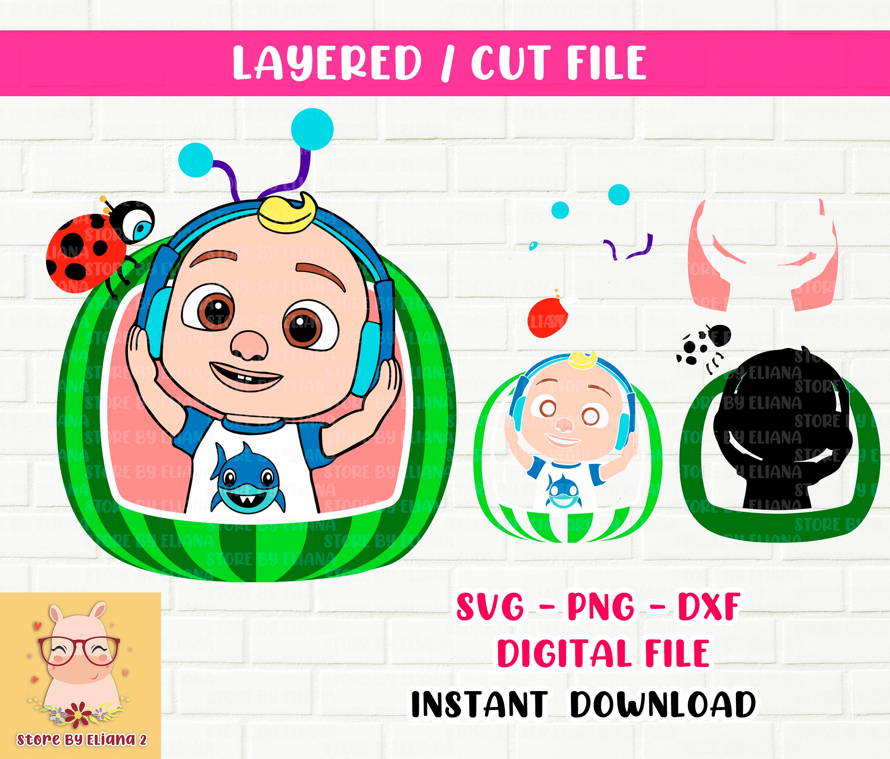 Download JJ Cocomelon SVG PNG dxf cut file layered jj baby | Etsy