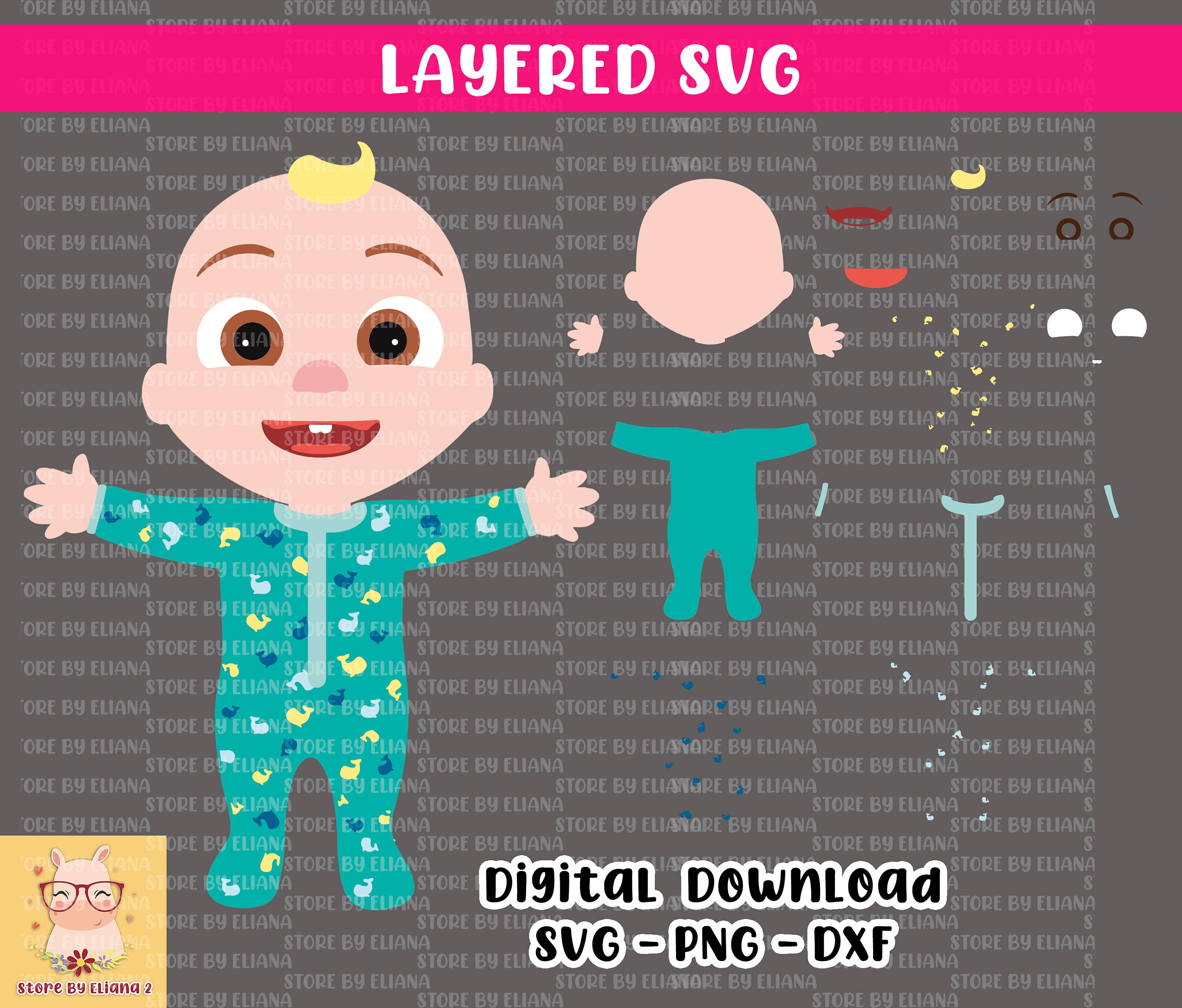 Download Cocomelon SVG png layered cut file cocomelon vinilo JJ ...