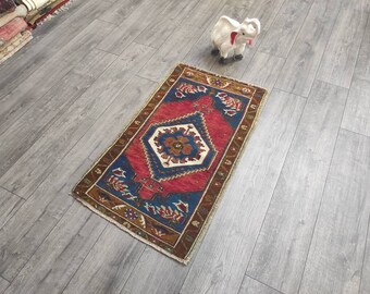 Small Oushak Rug Red Runner Rug Oriental Rug Handknotted Rug Small Entry Rug 1.9 x 3.4 ft Mini Wool Rug Small Vintage Rug