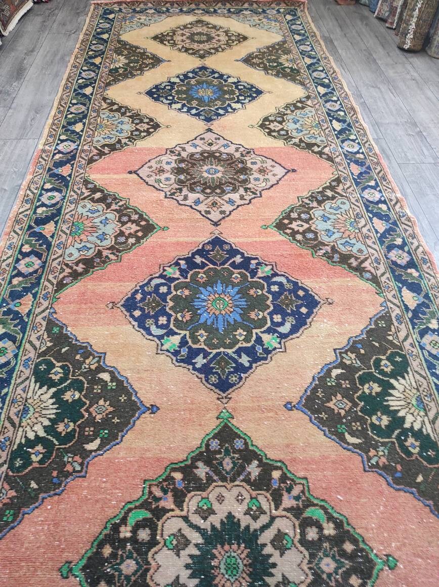 Pink Runner Rug 4.9 x 12.8 ft Oushak Runner Rug Kitchen Etsy