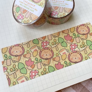 Cozycore Washi Tape | Cute, Autumn, Fall, Thanksgiving Stationery Tape | Aesthetic, Kawaii, Pumpkin, Bear, Leaves, Mushroom, Plants, Mugs