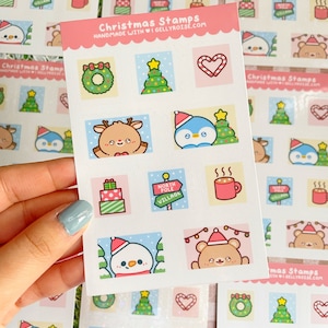 Christmas Stamps Sticker Sheet | Cute, Cozy, Handmade, Festive, Holiday, Winter Stickers for Crafts, Planners, Journal, Laptop, Water Bottle
