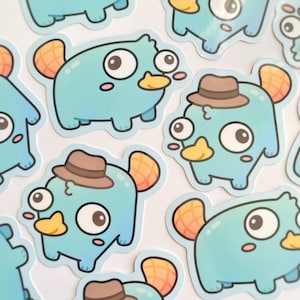 Derpy Platypus Waterproof Sticker Pack Set, Cute Mini Silly Kawaii Meme Funny Childhood Cartoon Nostalgia for Waterbottle Laptop Phone Cases