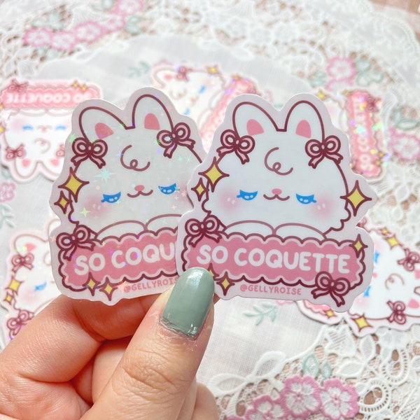 So Coquette Bunny Waterproof Sticker | Cute, Kawaii, Pink Bow, Handmade, Vinyl for Laptop, Water Bottle, Planner, Journals, Teens Gift
