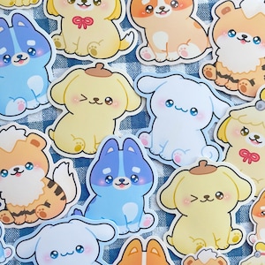 Childhood Cartoon/Game Dogs Waterproof Stickers, Cute Small Kawaii Nostalgic Puppy Water Bottle Laptop Cups 90s Baby Gen Z Alpha Millennial