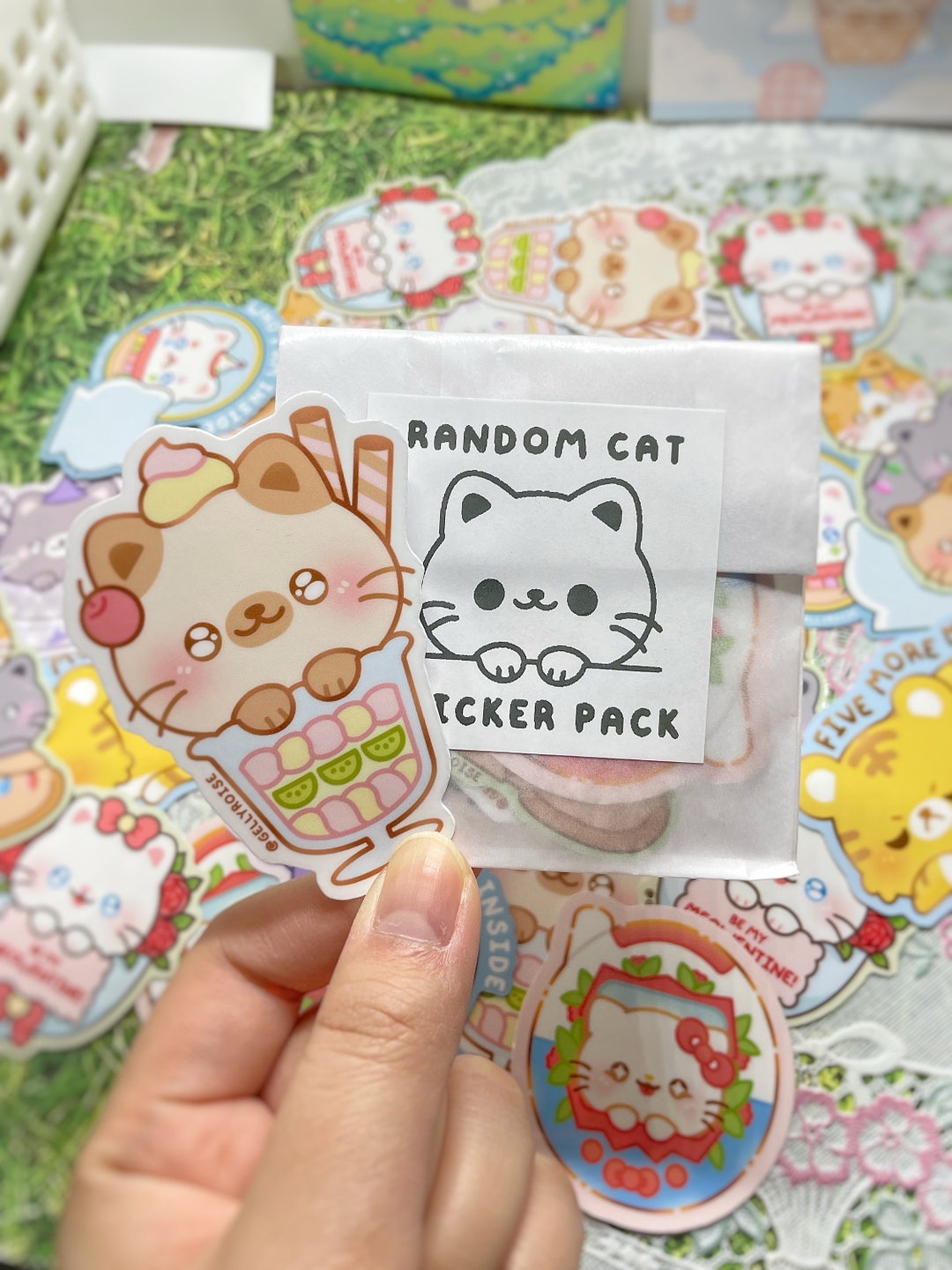 Sticker Cat. Random Random Cat Waterproof Sticker Pack | Cute, Kawaii, Aesthetic ...