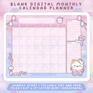 Digitaler Japan Festival Kitty Monatsplaner Druckbarer Kalender | Süß, Katze, Ästhetik, Kawaii, Tore Tracker, Schreibtisch Notizen, Goodnotes, Ipad