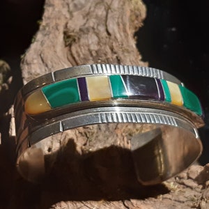 アクセサリー indian jewelry zuni bangle Zuni Indian Sterling Silver Turquoise Inlay Sunface Bracelet