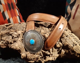 Vintage Navajo SAND CAST Argento Sterling & Blu Turchese Pietra Cintura Fibbia Accessori Cinture e bretelle Fibbie per cinture 