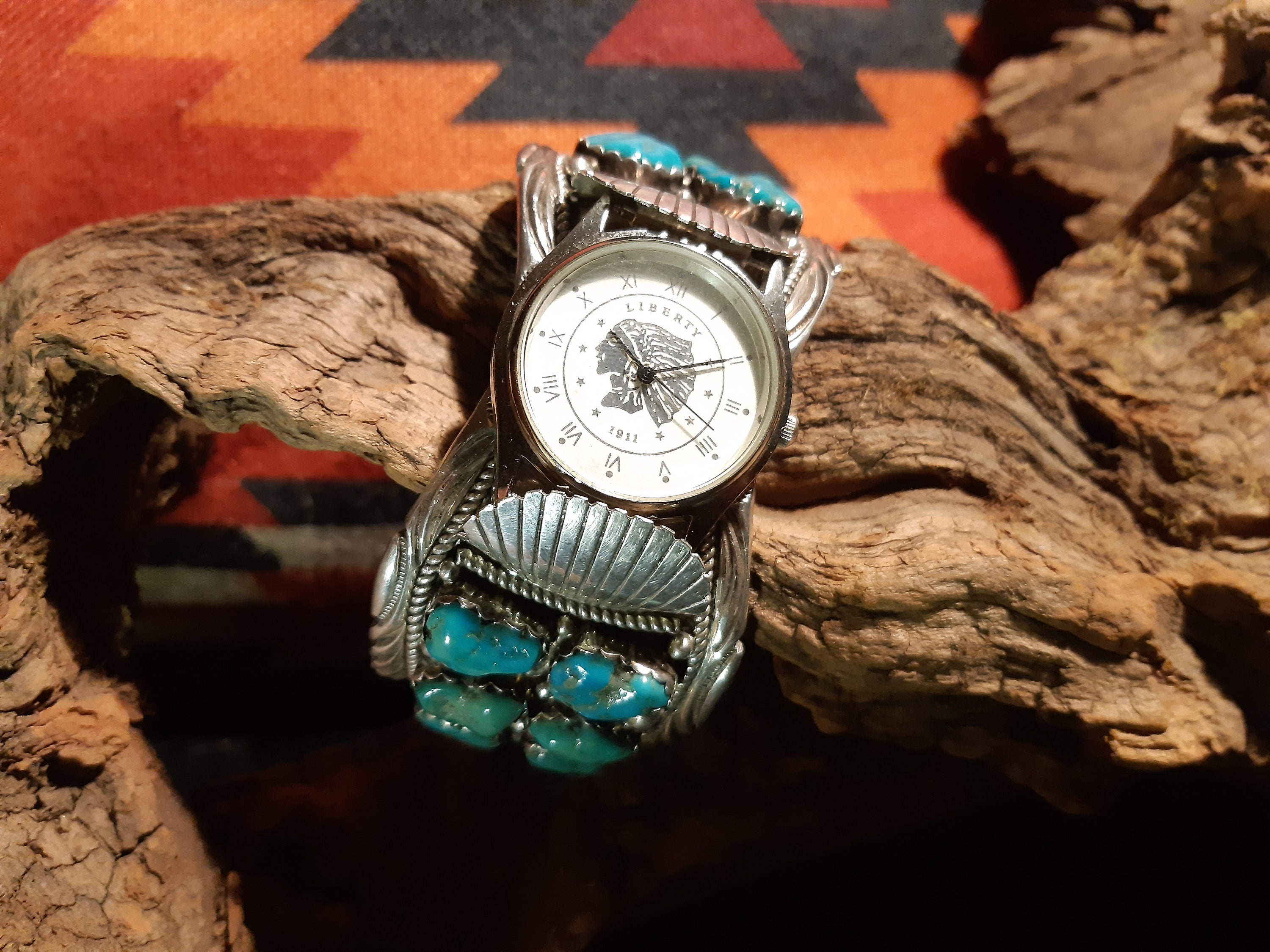 Navajo Watch Clasp Watch 20 Turquoises Watchcuff 925 Sterling Silver Sign T Florence Tahe Etsy Canada
