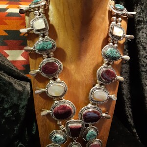 300 Grams Native American Navajo Yellow Jasper Sterling Silver Squash Blossom Necklace 300 Grams Native American Navajo Yellow Jasper Sterling Silver Squash Blossom Necklace