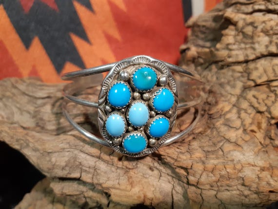 Scotty Platero Vintage Native American Navajo Signed 9 Turquoise Silver Leaves Necklace Scotty Platero Vintage Native American Navajo Signed 9 Turquoise Silver Leaves Necklace