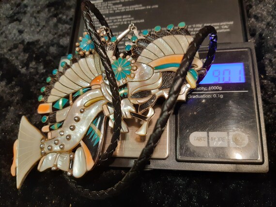 Large exceptional Bolo Tie, Eagle Dancer, Eddie B… - image 10