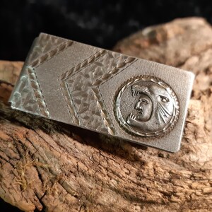 Jaguar-Krieger, Maya/Azteken Geldklammer, Moneyclip, Sterlingsilber, signiert, 24,4 g