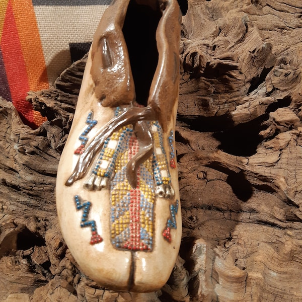 Der Schuh des Manitu, Deko, Mokassin, liebevoll, detailliert, Keramik, handbemalt, ungetragen