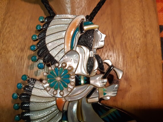 Large exceptional Bolo Tie, Eagle Dancer, Eddie B… - image 3