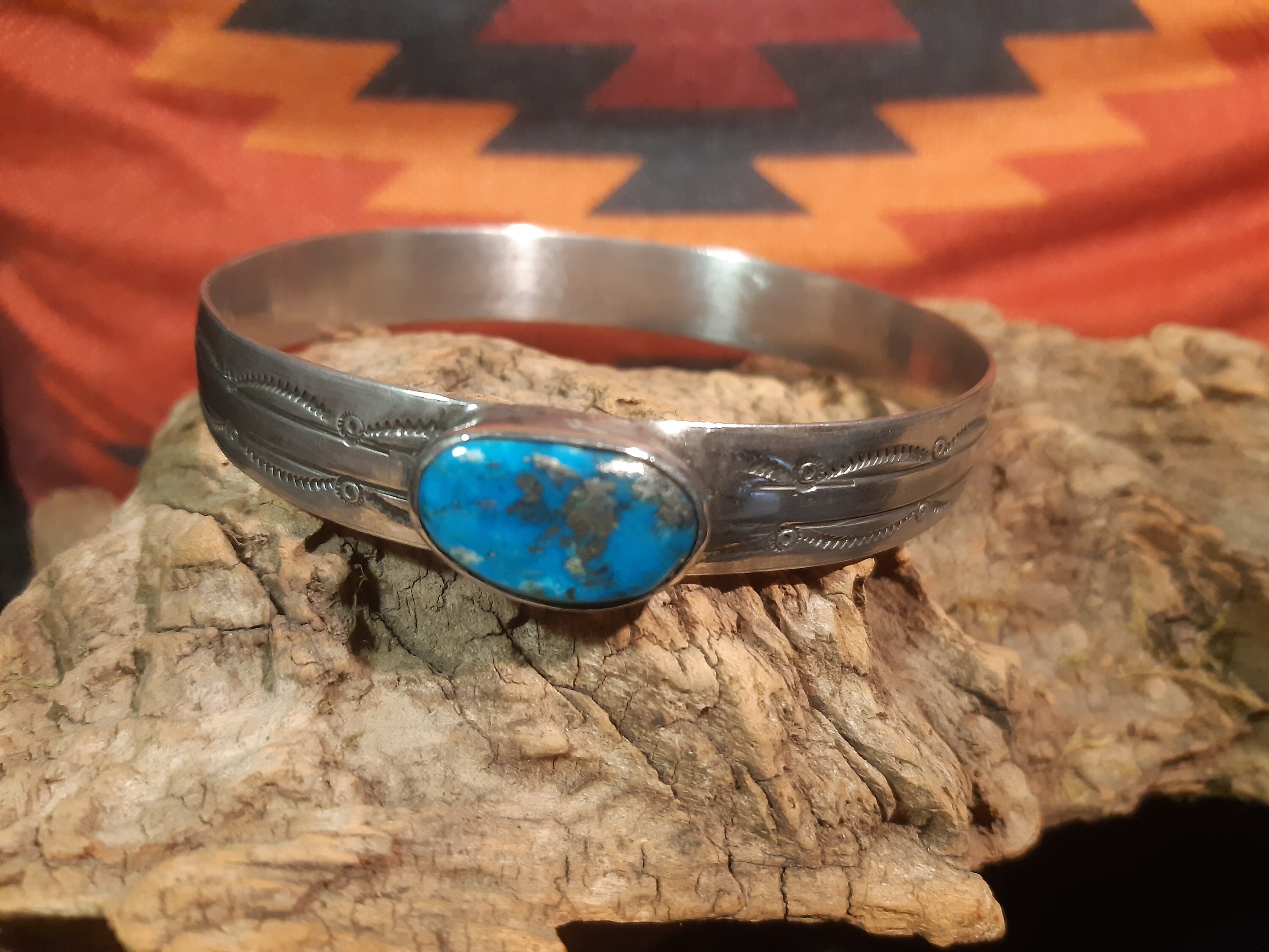 Marvelous Vintage Native American Navajo Sterling Silver Vera Nez Turquoise Bracelet Old Marvelous Vintage Native American Navajo Sterling Silver Vera Nez Turquoise Bracelet Old