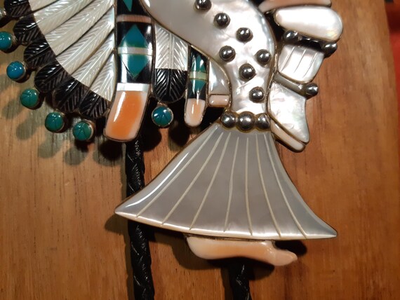 Large exceptional Bolo Tie, Eagle Dancer, Eddie B… - image 5