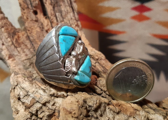 Indian Jewelry Navajo Ring 4 Turquoise 925 Sterling Silver - Etsy