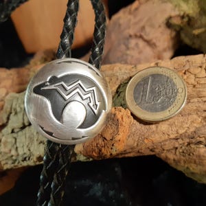 Bolo Tie, Western Tie, Fetish Bear, Totem, 925 Sterling Silver, Navajo