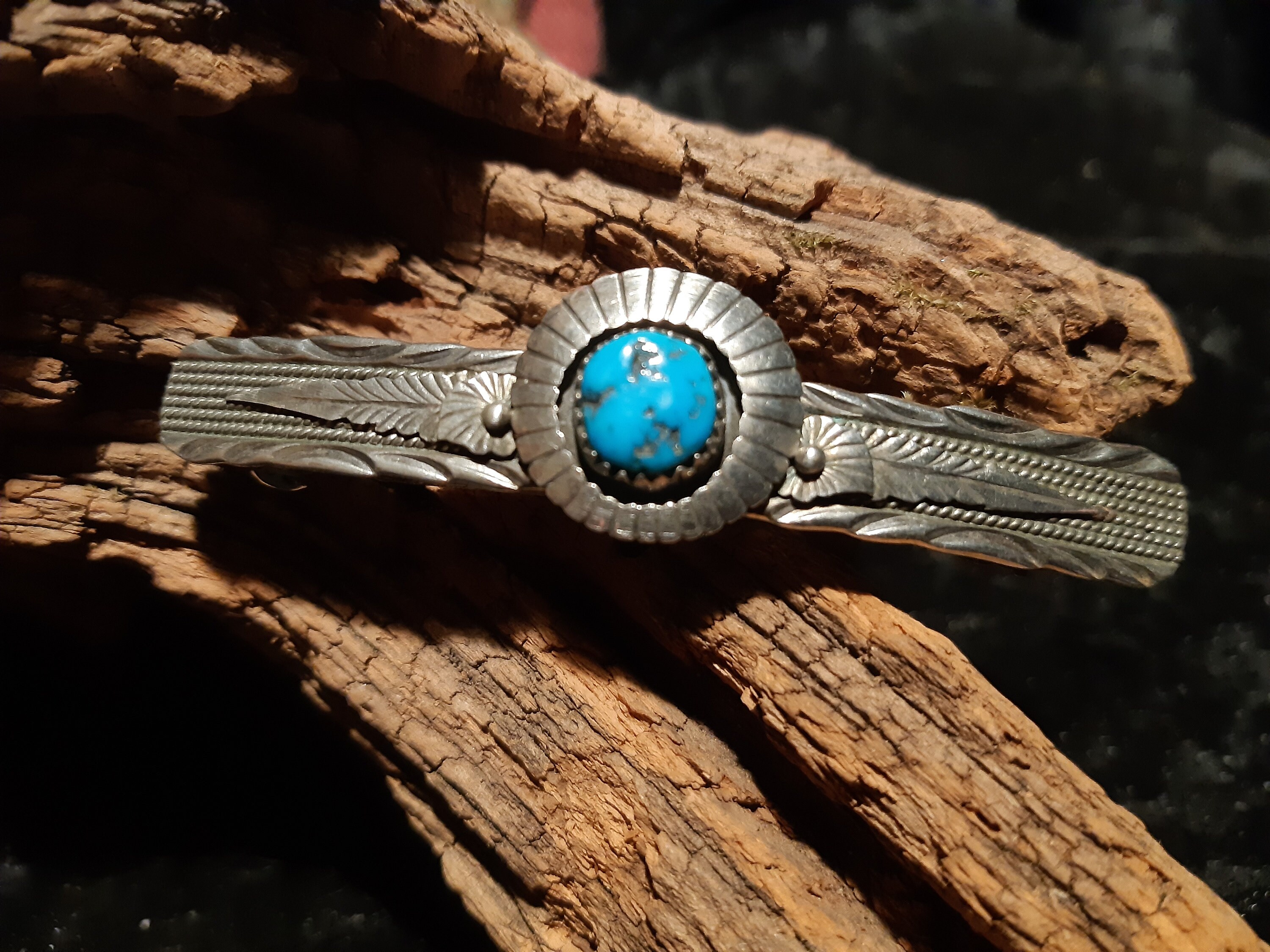 Pince à Cheveux Turquoise Artisanale Style Navajo - Barrette Courbe - Neuf Avec Étiquettes