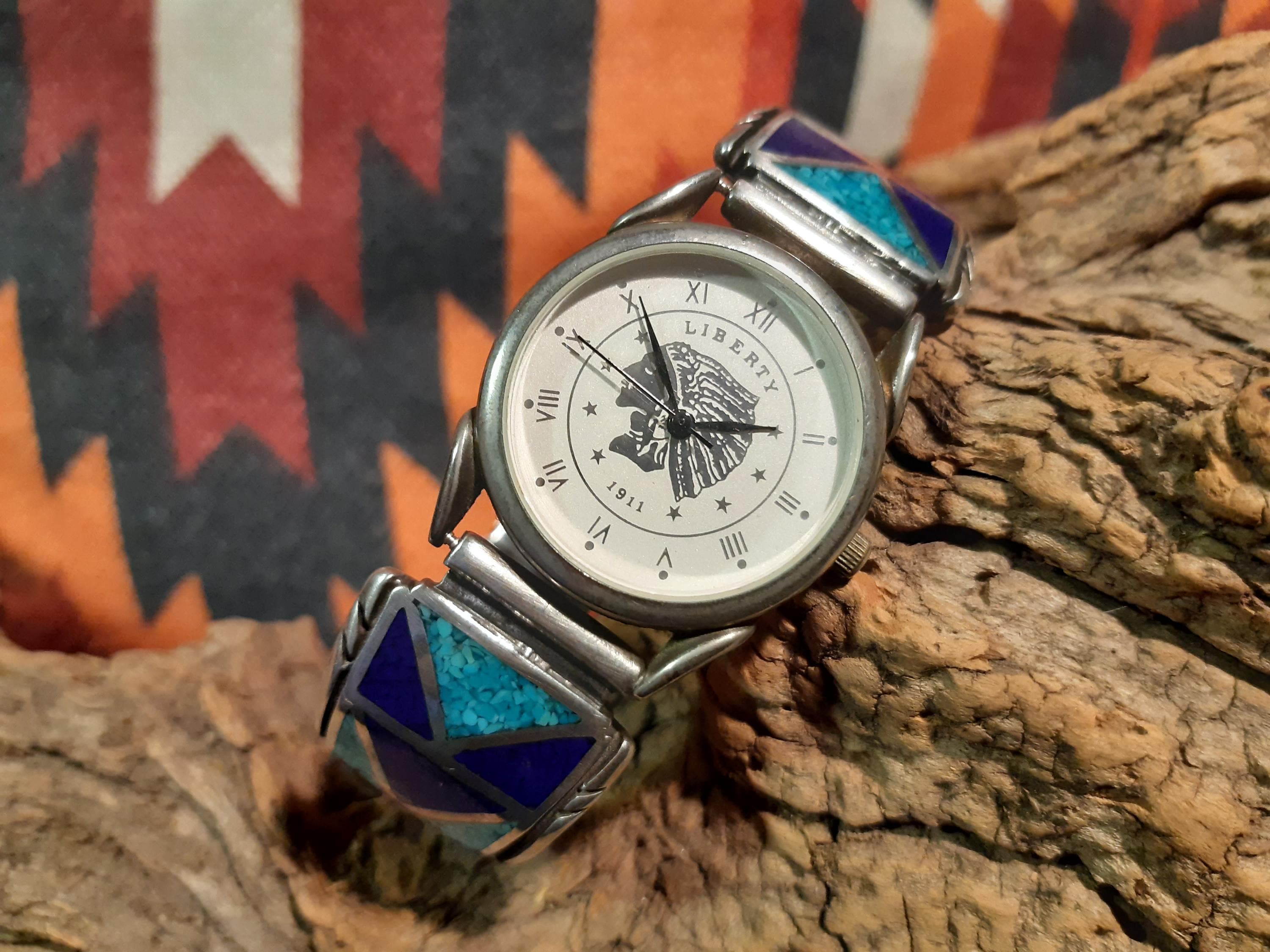 Vintage Liberty coin watch. With Native American 925 watch band Liberty Coin Watch - Etsy main image 4