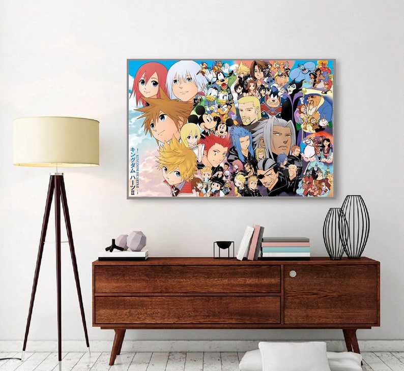 kingdom hearts character poster kingdom hearts collage poster unframe poster,Canvas poster