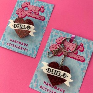 Dinlo Portsmouth Slang Brooch or Keyring | Pompey | Tattoo Brooch Pin Badge | Choose Colour