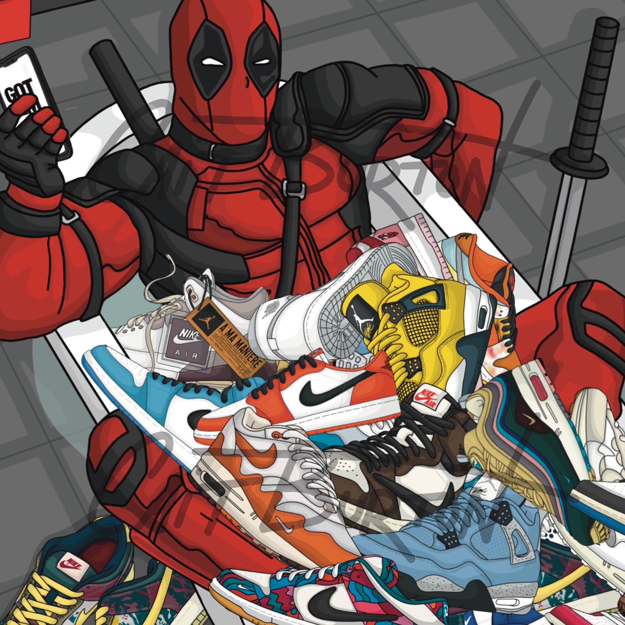 Deadpool Sneaker Poster Medley. Etsy Hong Kong