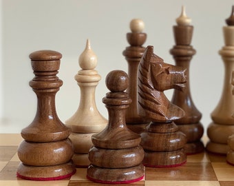 Pièces d'échecs en bois, Jeu d'échecs en bois, Jeu d'échecs Pièces d'échecs en bois sculpté, Jeu de pièces d'échecs, Jeu d'échecs en bois fait main