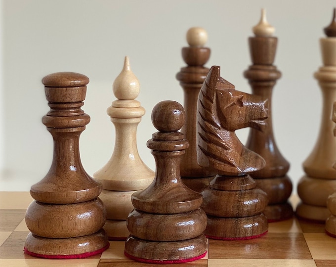 Wooden chess pieces, Wooden chess set, Chess Set Wood carving chess pieces, Chess pieces set, Handmade wooden chess set