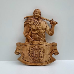 Wooden picture Cossack Zaporozhian Cossack Wood carving Wall decor Wood decor Gift for him Gift to the boss Housewarming gift Wooden gift