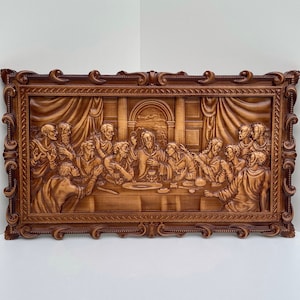 Last Supper Orthodox Icon Last Supper Wall art Last Supper icon Supper icon Christian Gift Religious Icon Wooden picture Wood carving