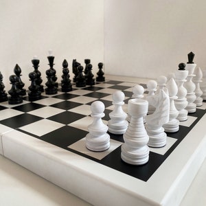 Black&white chess set Laconic chess pieces Wooden chess set Chess Set Wood carving chess pieces, Chess pieces set, Handmade wooden chess set