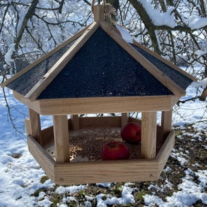 Large bird feeder 21.25x 15.35” Bird Feeder, Wooden Bird feeder, Gift Wood, Handmade Oak Feeder, Hanging bird feeder, Feeder in garden