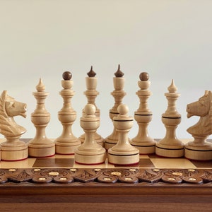 Wooden chess pieces, Wooden chess set, Chess Set Wood carving chess pieces, Chess pieces set, Handmade wooden chess set