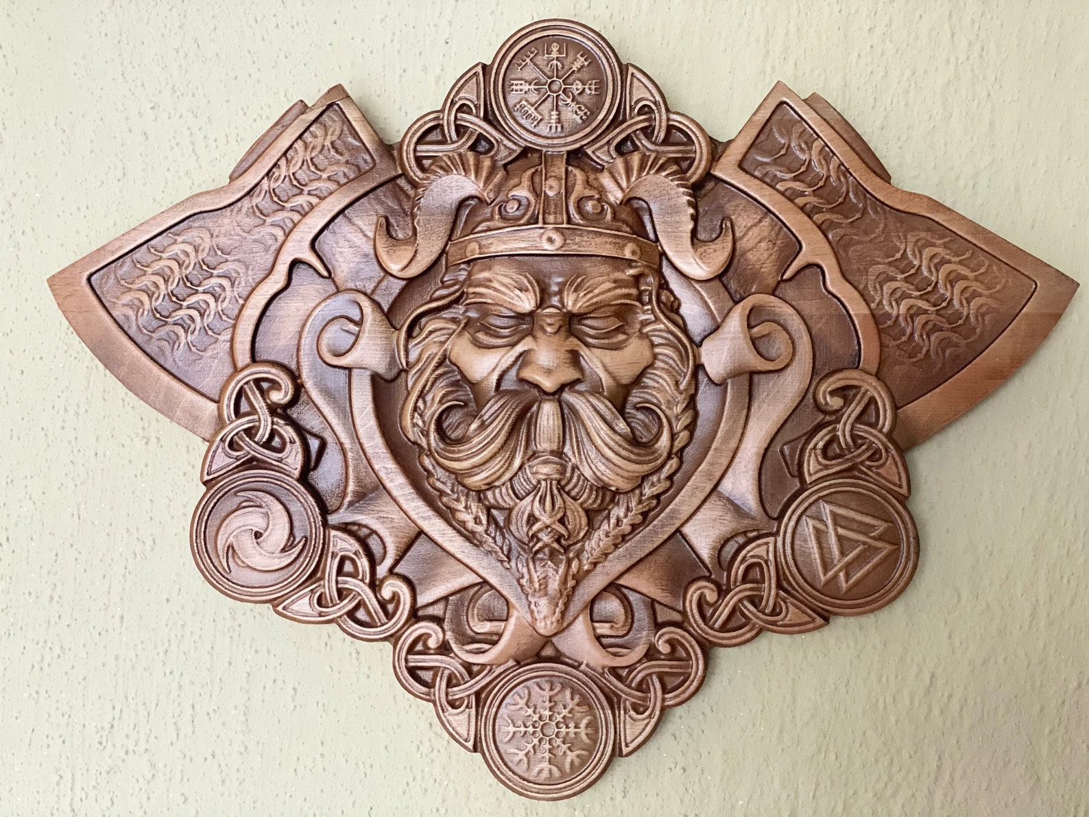 Ancient vikings Wood carving Wall hanging Skandinavian style Etsy