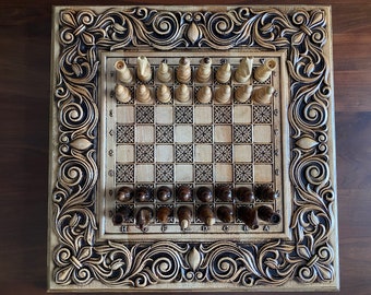 Luxury Wooden chess board, Large wooden chess board, Luxury chessboard, Chess table board, Decorative chess, Wooden chess game