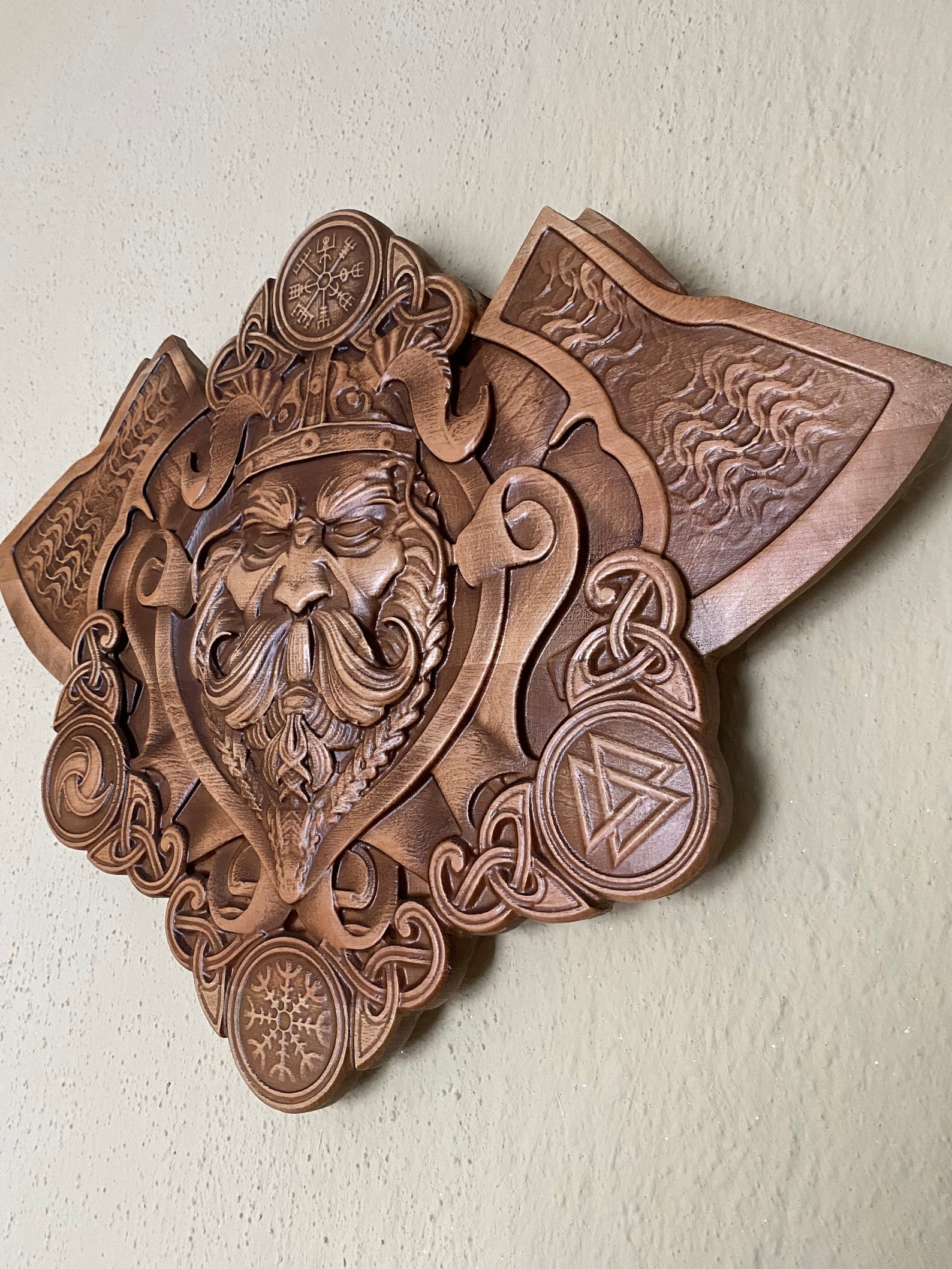 Ancient vikings Wood carving Wall hanging Skandinavian style Etsy