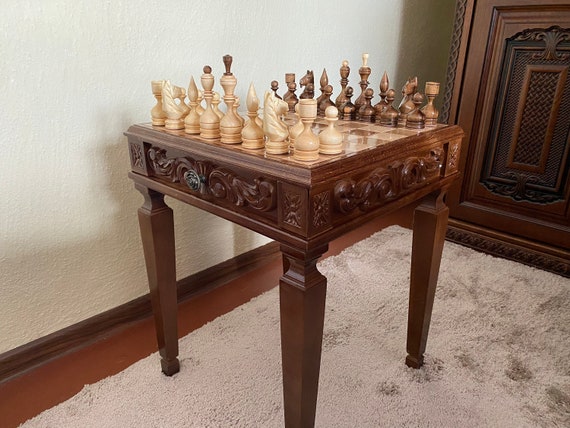 Artistic English Series Hand Carved Vintage Chess Pieces Only