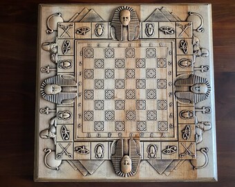 Juego De Ajedrez Egipcio Antiguo De Cobre – Piezas Hechas A Mano Y Tablero De Madera Maciza Con Motivos De Perlas, Importado De Turquía