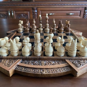 Chess Wooden chess game Original wooden chess board Chess set with board Chess board