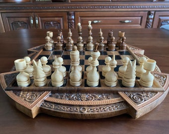 Chess Wooden chess game Original wooden chess board Chess set with board Chess board
