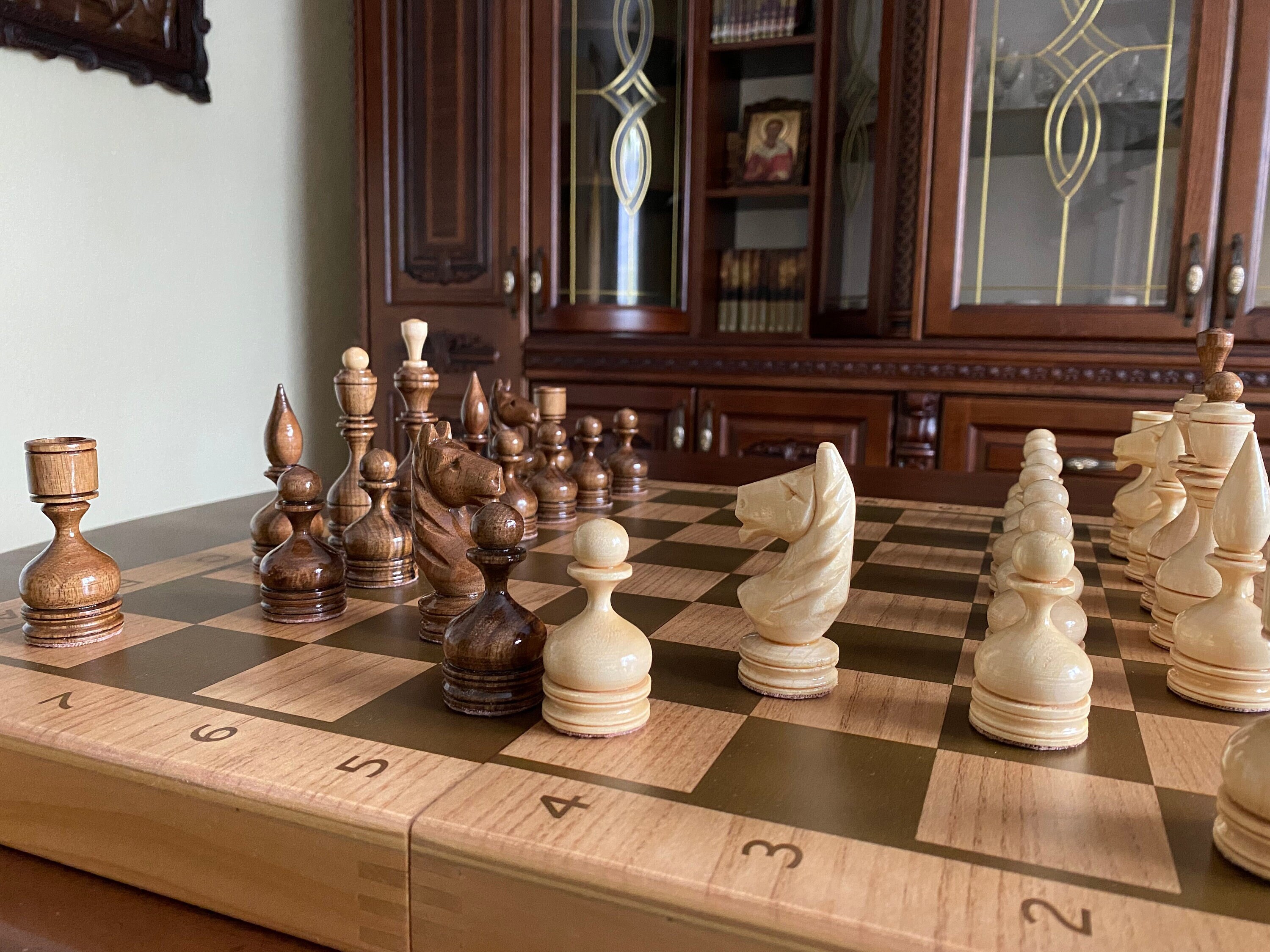 Wooden Chess Pieces Wooden Chess Set Chess Set Wood Carving Etsy