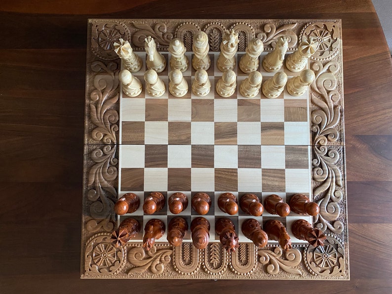 Wood Carving Chess Pieces Chess Pieces Set Staunton Chess - Etsy