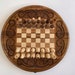 Round Chess Set Wooden Chess Game Handmade Chess Board Handcrafted ...